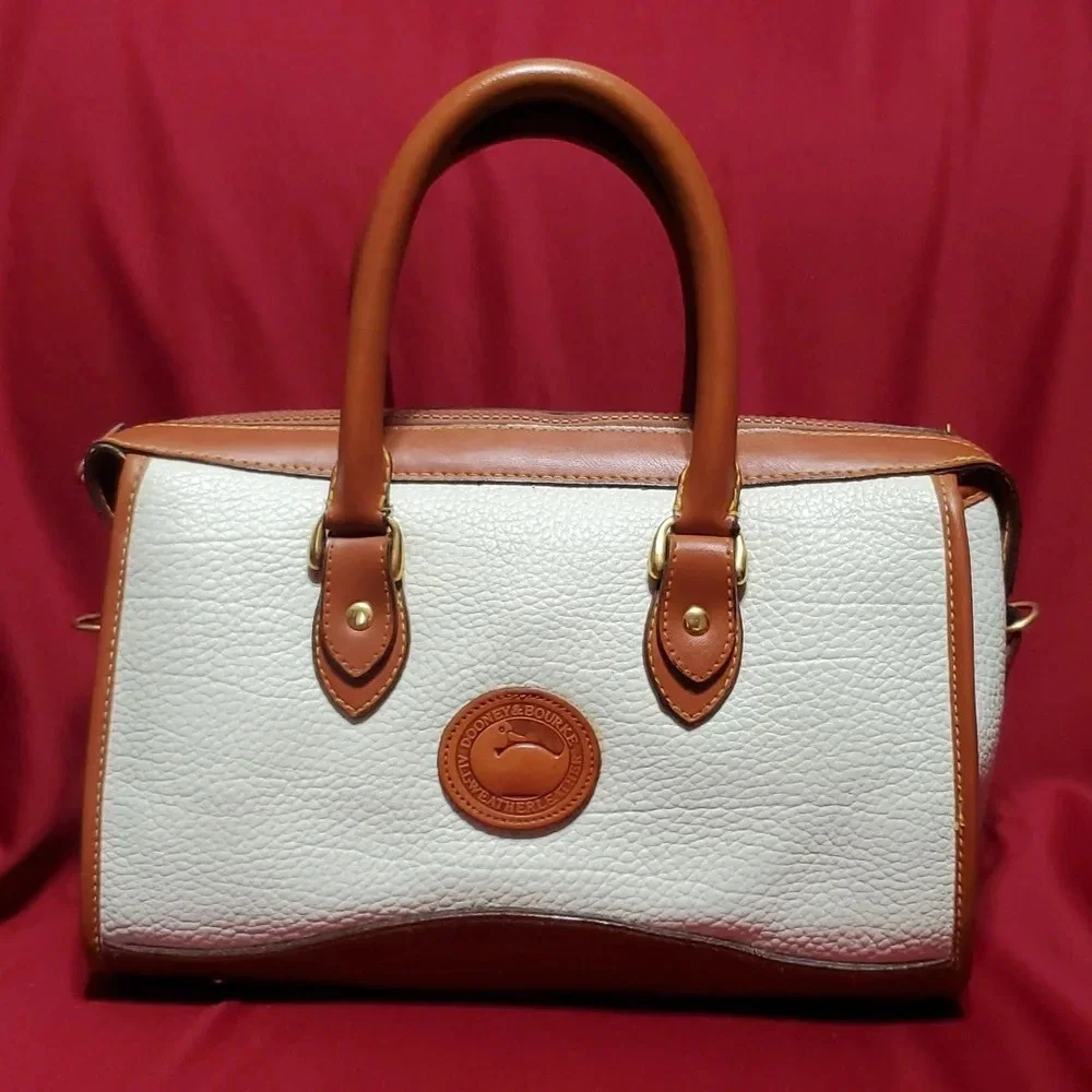 Dooney and bourke vintage white tan leather handbag dr bag style. - Picture 1 of 13